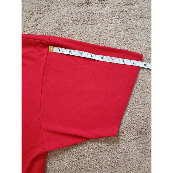 VTG 1987 Women's O/S French Quarter Single Stitch Jerzees T-Shirt Dress Red - Picture 5 of 7